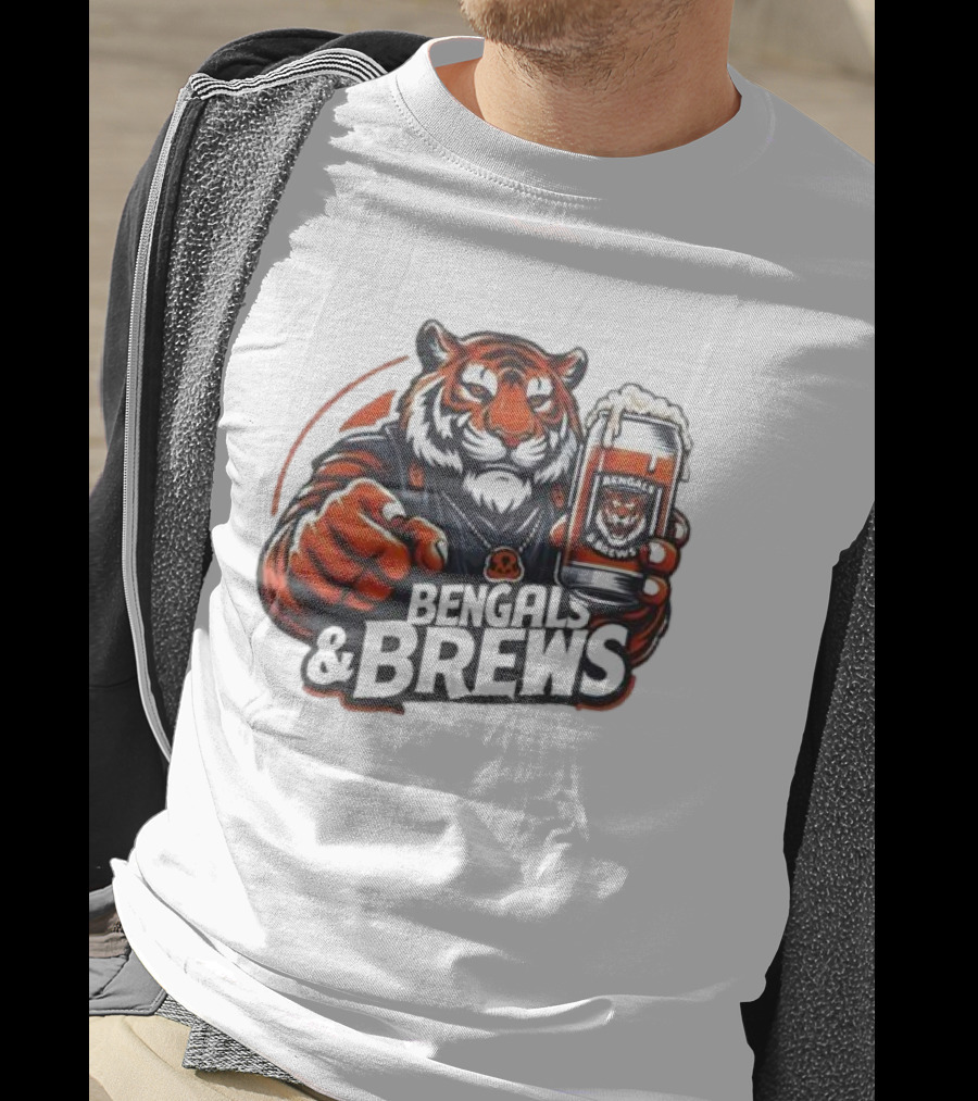 Bengals And Brews Tiger Beer Mug Football Fan T-Shirt