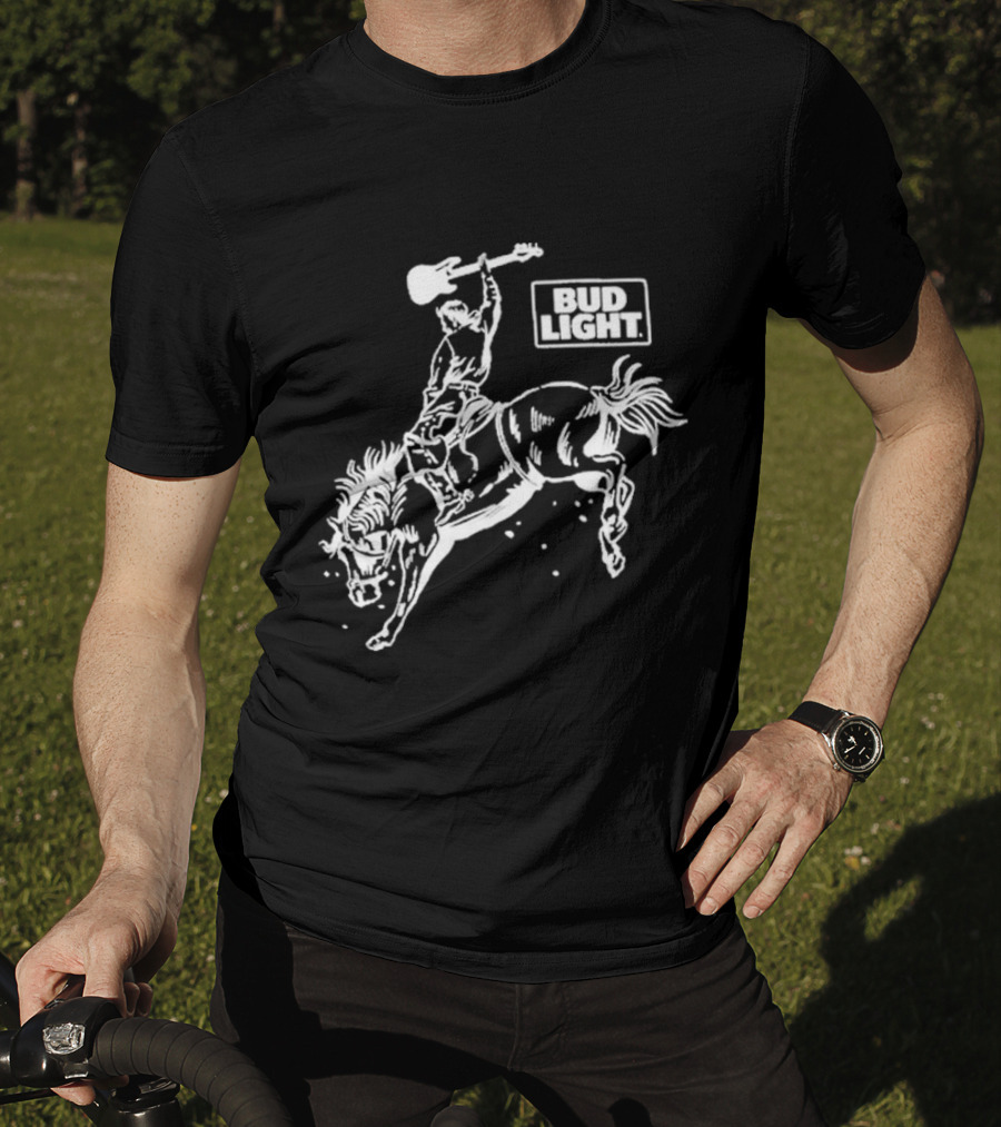 Bud Light Guitar Riding Rodeo Horse T-Shirt