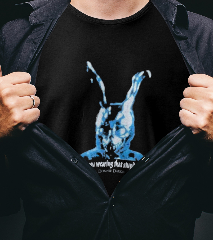 Why Are You Wearing That Stupid Man Suit Donnie Darko Evil Bunny Movie Promo Delta T-Shirt