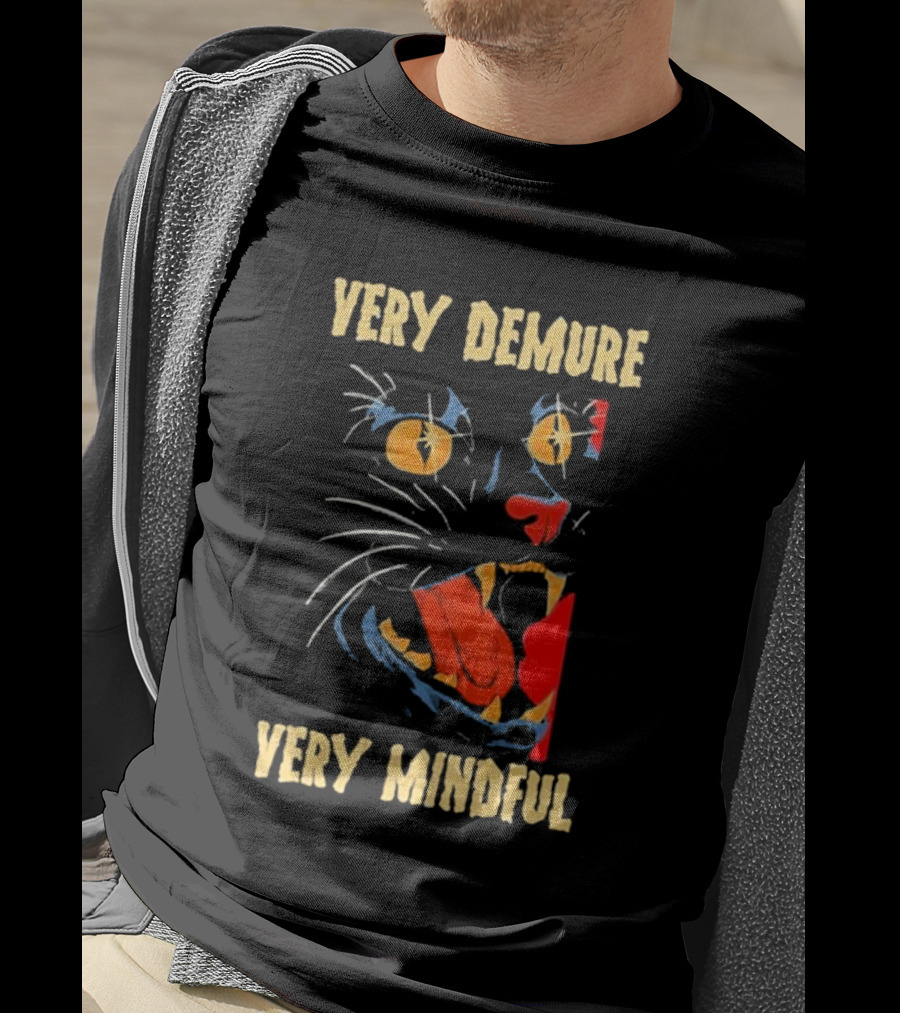 Very Demure Very Mindful Black Cat T-Shirt