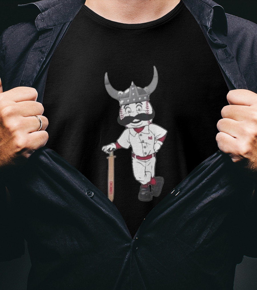 Viking Cincinnati Redlegs Baseball Character T-Shirt