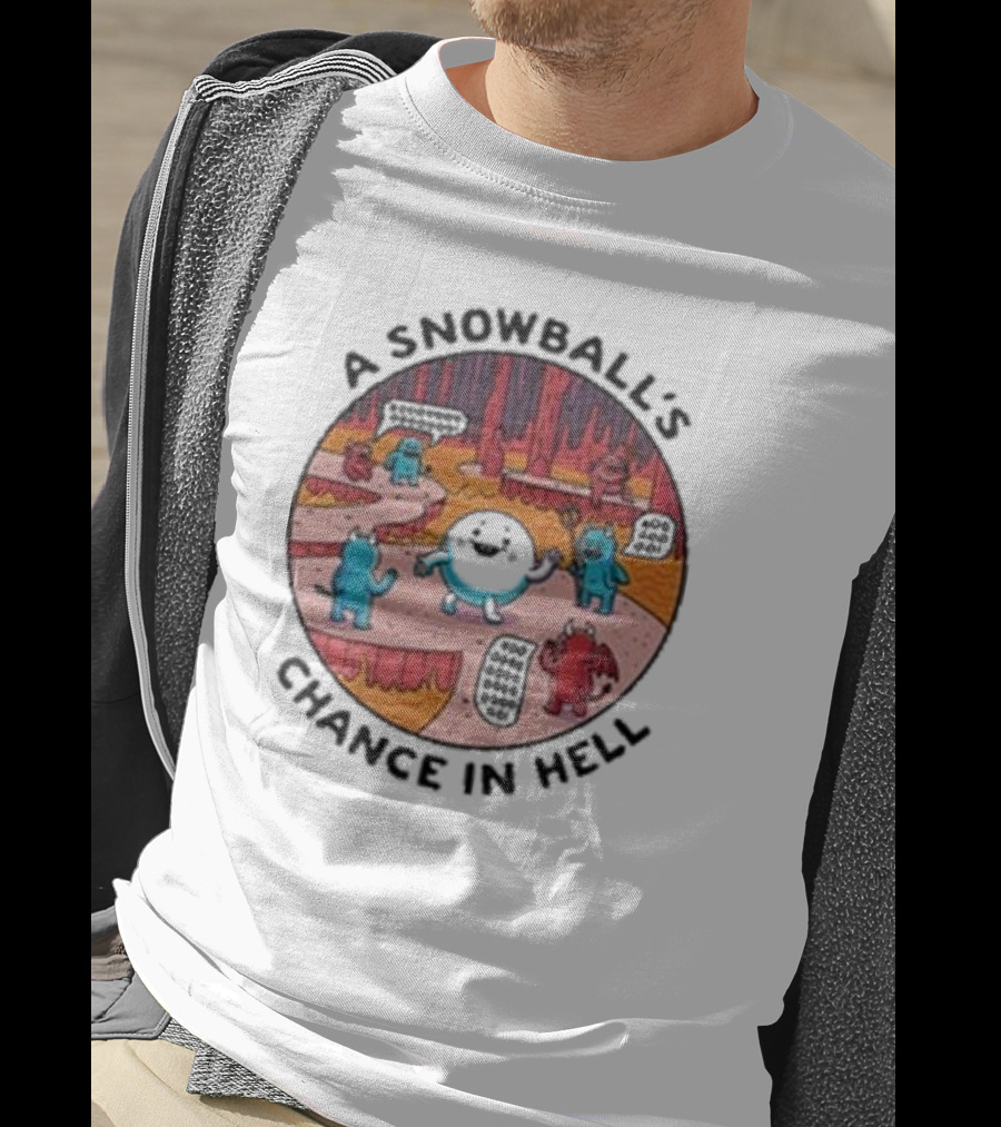 A Snowball’s Chance In Hell Blue And Red Demon Cartoon Scene T-Shirt