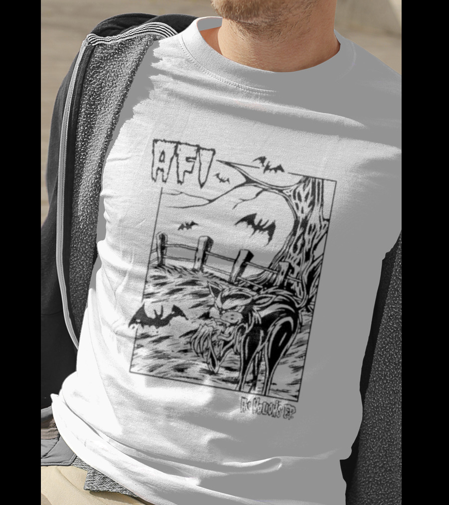 AFI All Hallows Black Cat And Bats In Spooky Landscape T-Shirt