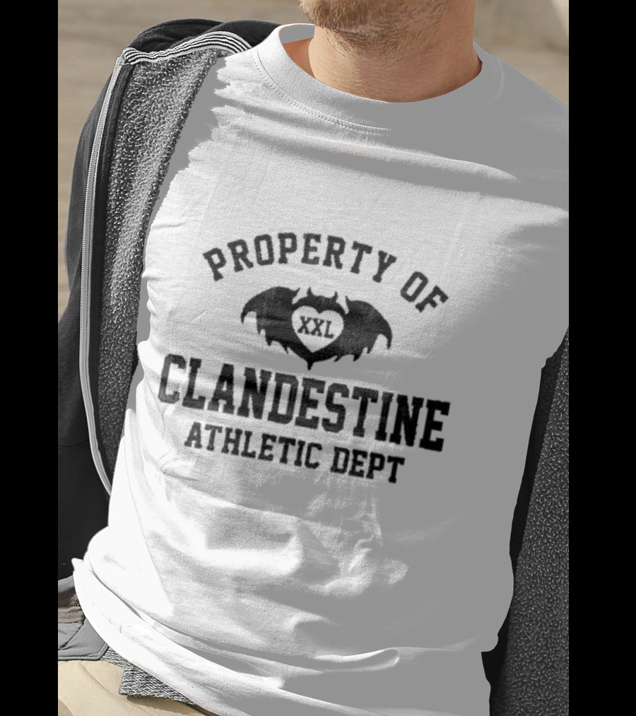Property Of Clandestine Athletic Dept XXL Bat Wings Heart T-Shirt