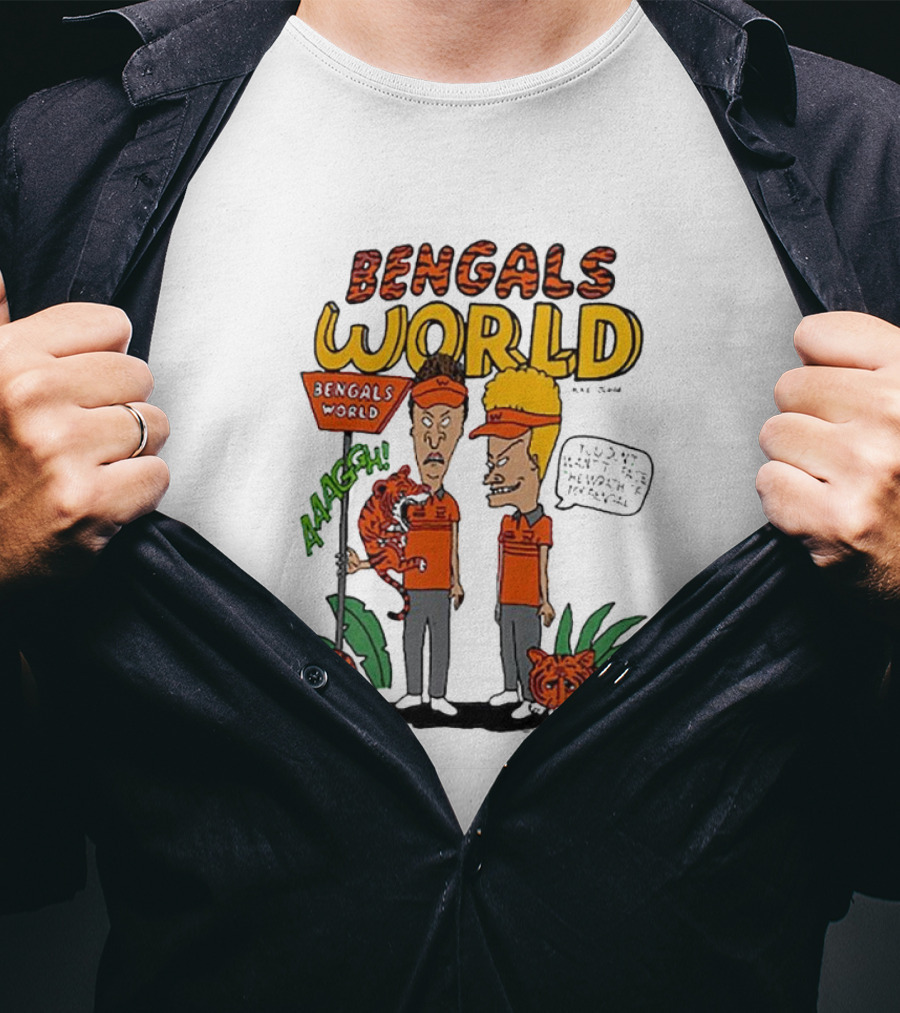 Bengals World Cincinnati NFL X Homage X Beavis And Butt-head Aaagh T-Shirt