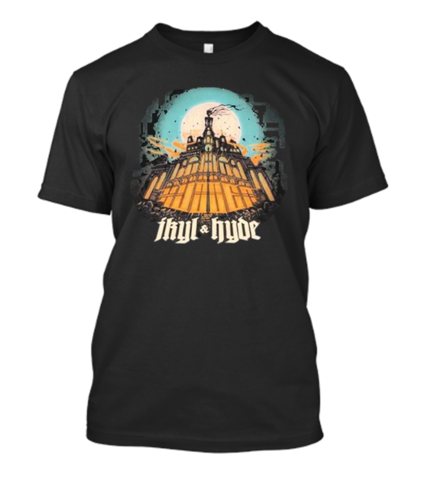 Jkyl And Hyde Haunted Castle Under Full Moon T-Shirt