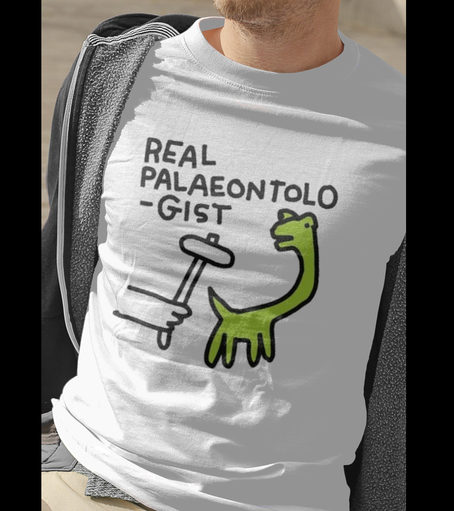 Real Palaeontologist Dinosaur Hammer Green Hand Drawing T-Shirt