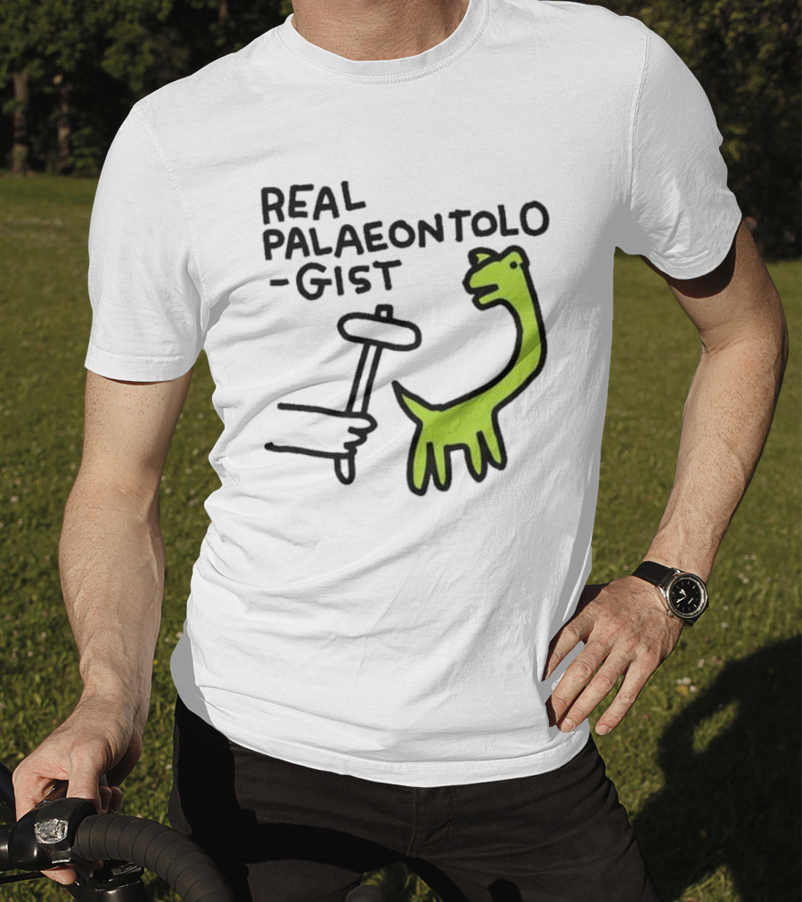 Real Palaeontologist Dinosaur Hammer Green Hand Drawing T-Shirt