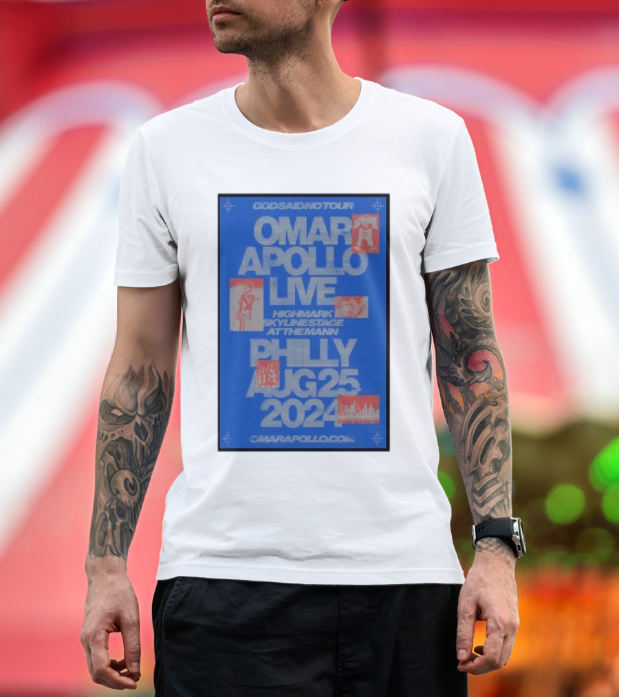 Omar Apollo Live Gods A Dios No Tour Philly August 25 2024 Highmark Skyline Stage at the Mann T-Shirt