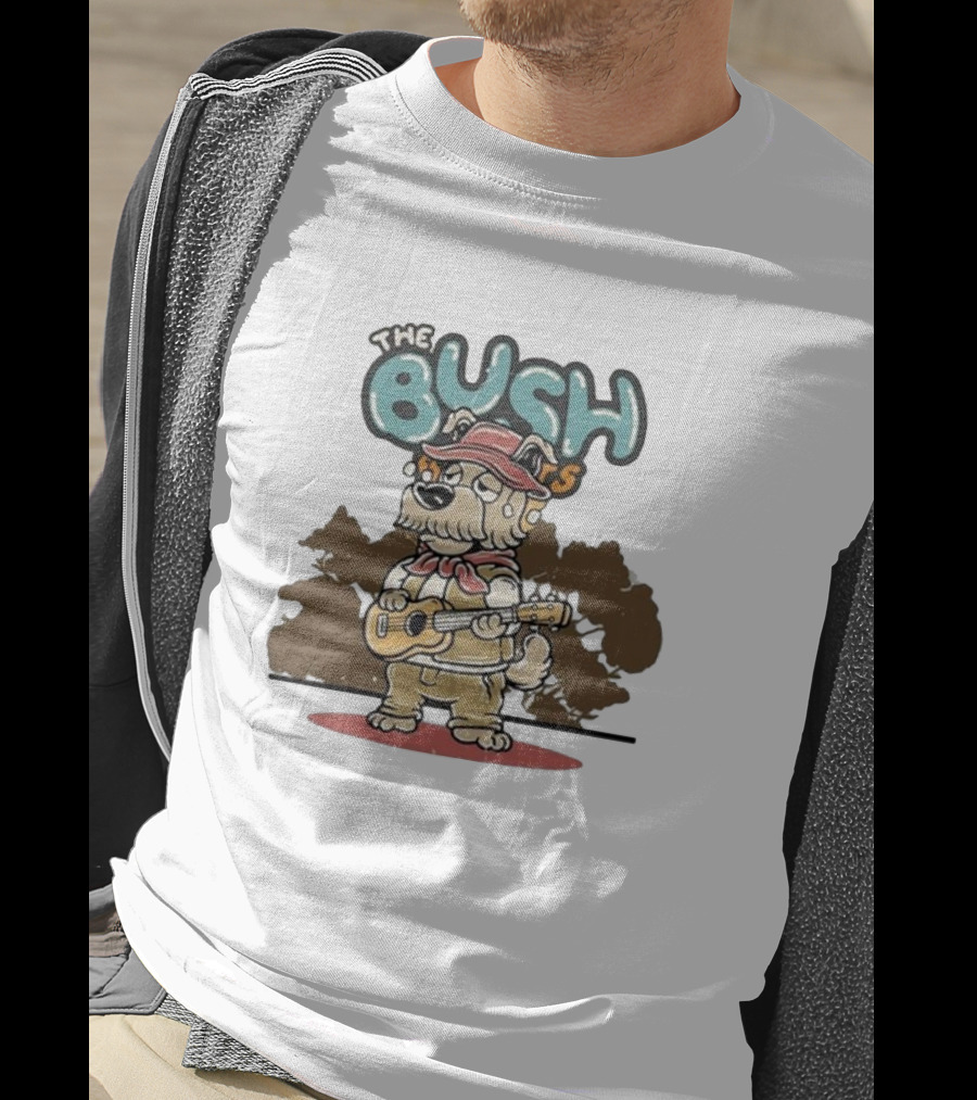 The Bush Bandits Kelpie Dog Wearing Cork Hat And Playing Guitar T-Shirt