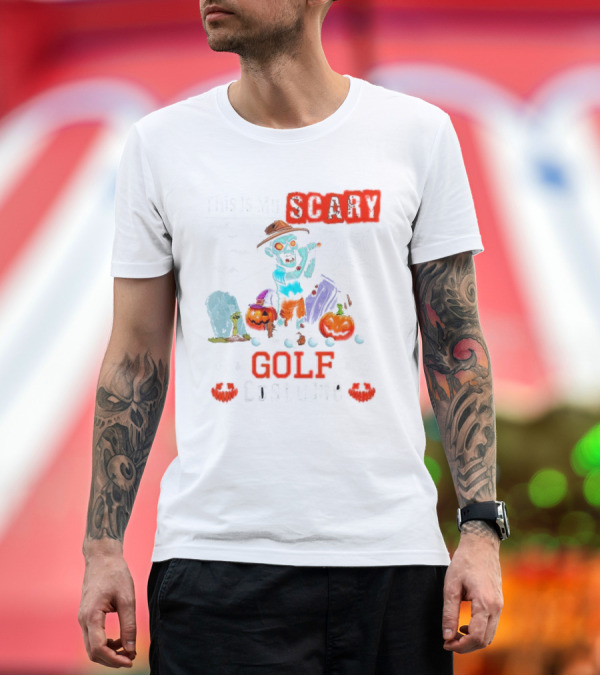Premium T-Shirt: This Is My Scary Golf Costume Halloween Zombie Golfer with Pumpkins and Bats T-Shirt This Is My Scary Golf Costume Halloween Zombie Golfer with Pumpkins and Bats T-Shirt