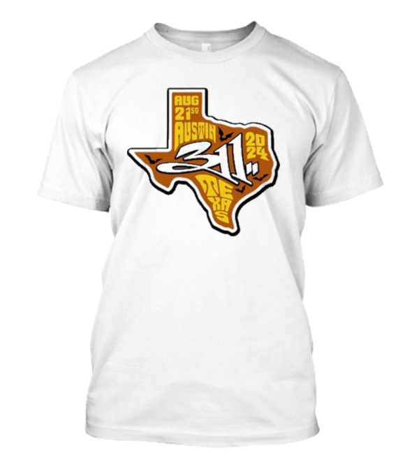 Aug 21st 2024 311 Austin Texas Tour Map T-Shirt