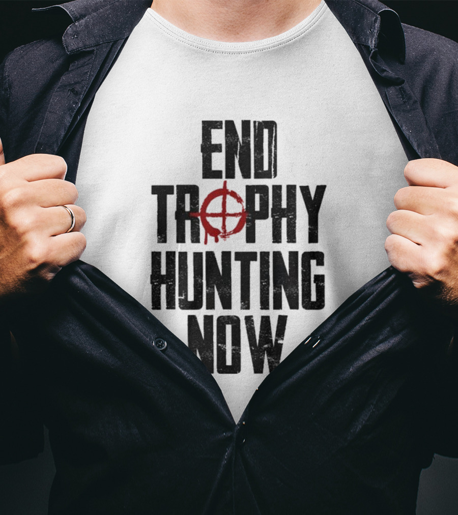 End Trophy Hunting Now Anti-Poaching Message With Red Target T-Shirt