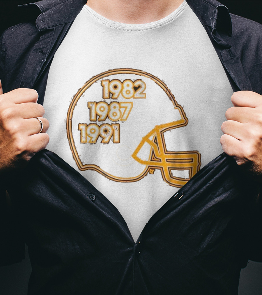 Washington Football Glory Years 1982 1987 1991 Helmet T-Shirt