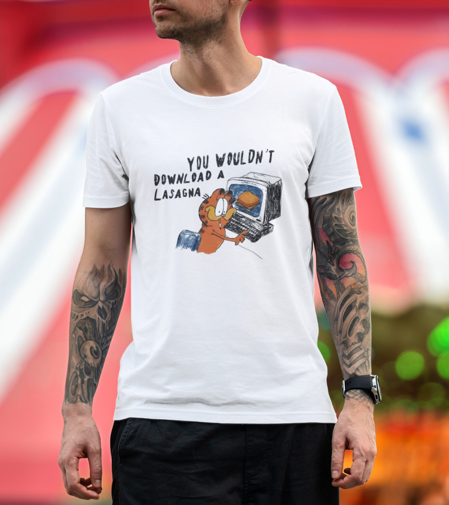 Garfield You Wouldn’t Download A Lasagna Computer Meme T-Shirt