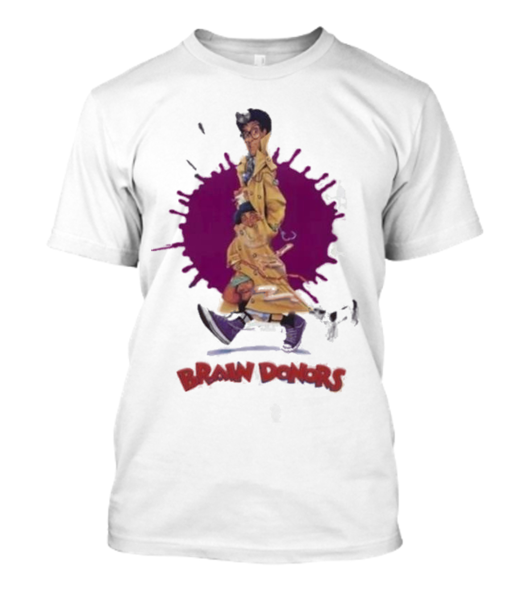 Brain Donors Retro 80’s Comedy Movie Characters Trench Coat Parade T-Shirt