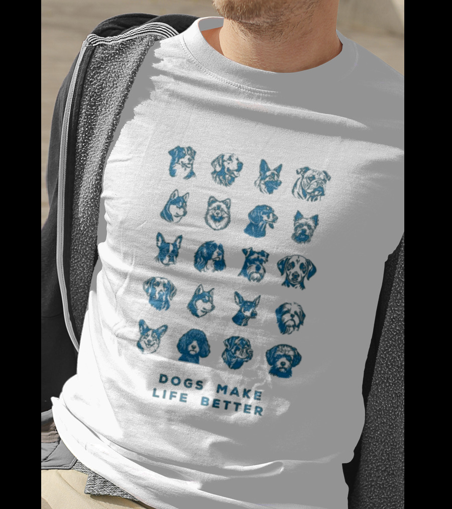 Dogs Make Life Better With Colorful Dog Faces T-Shirt