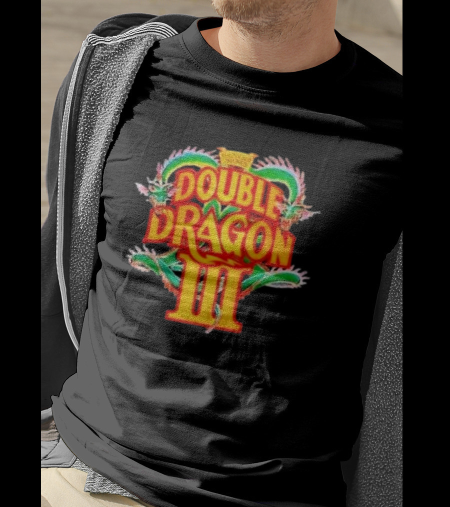 Double Dragon III Retro Video Game Arcade Logo Clash Of Dragons T-Shirt