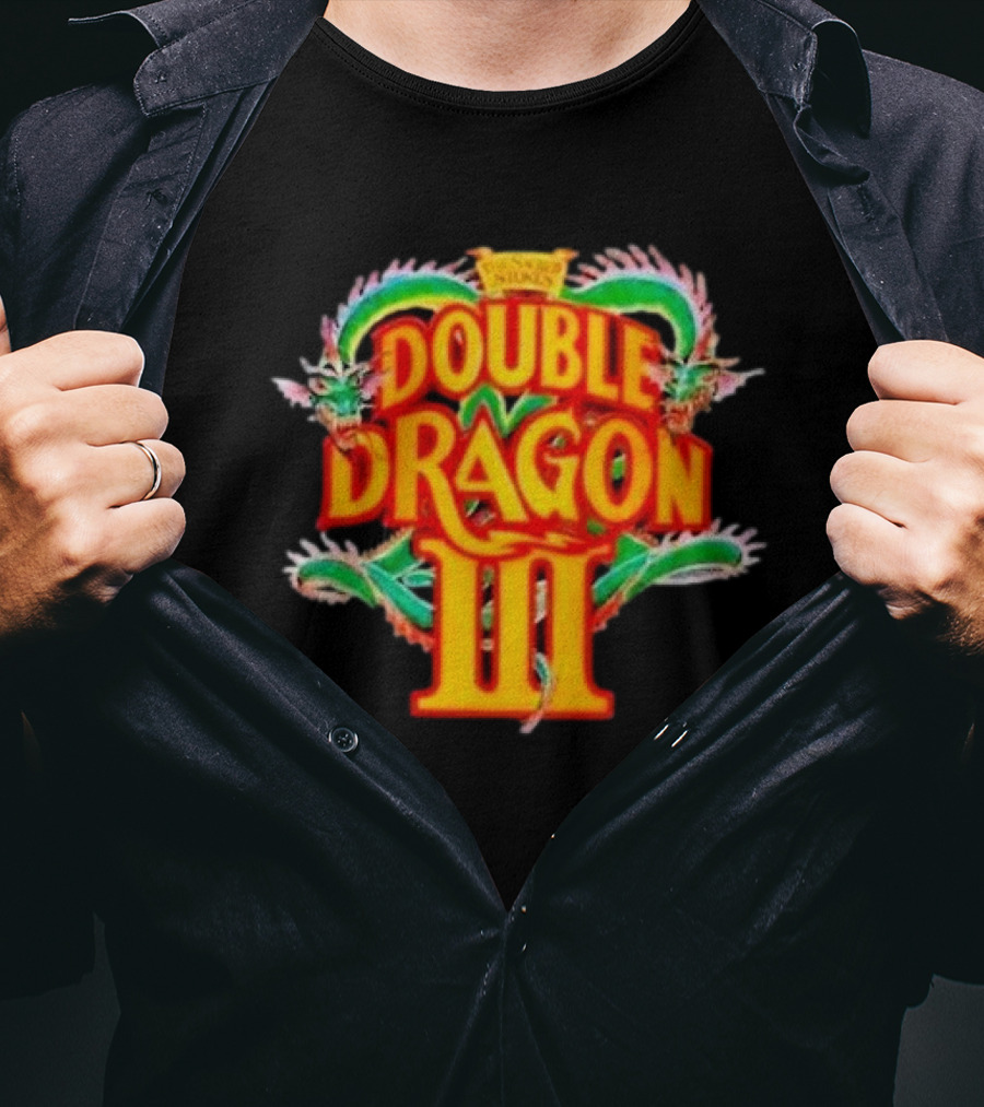 Double Dragon III Retro Video Game Arcade Logo Clash Of Dragons T-Shirt