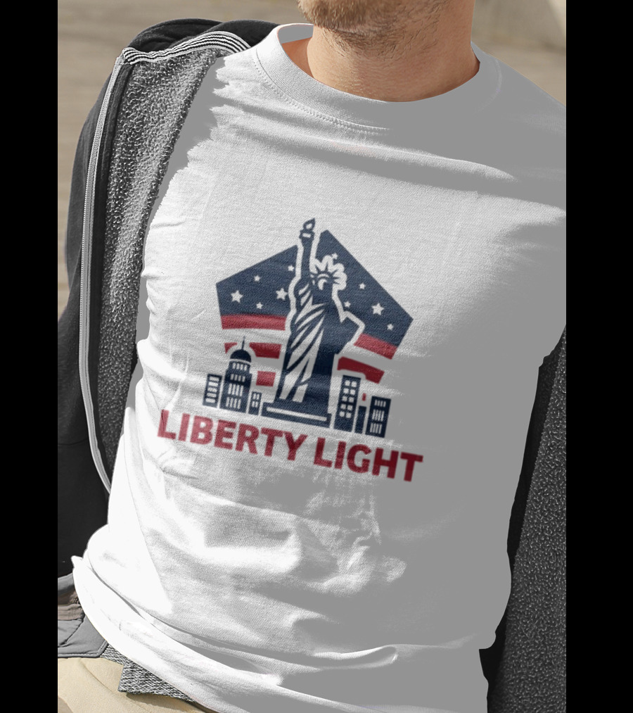 Liberty Light Statue Stars Stripes America T-Shirt
