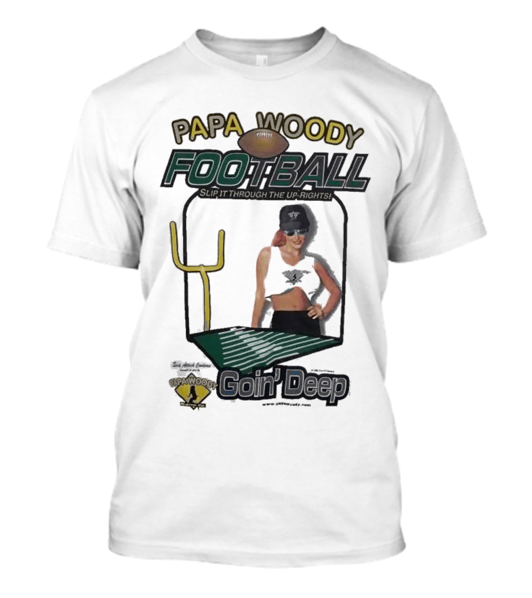 Papa Woody’s Football Goin’ Deep With Goalpost And Player T-Shirt