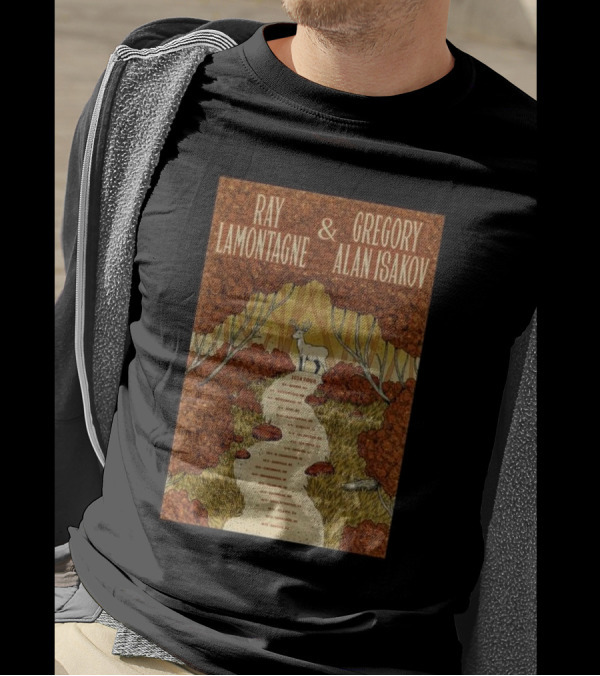 Ray Lamontagne And Gregory Alan Isakov 2024 September October Tour Forest Art Deer Path T-Shirt