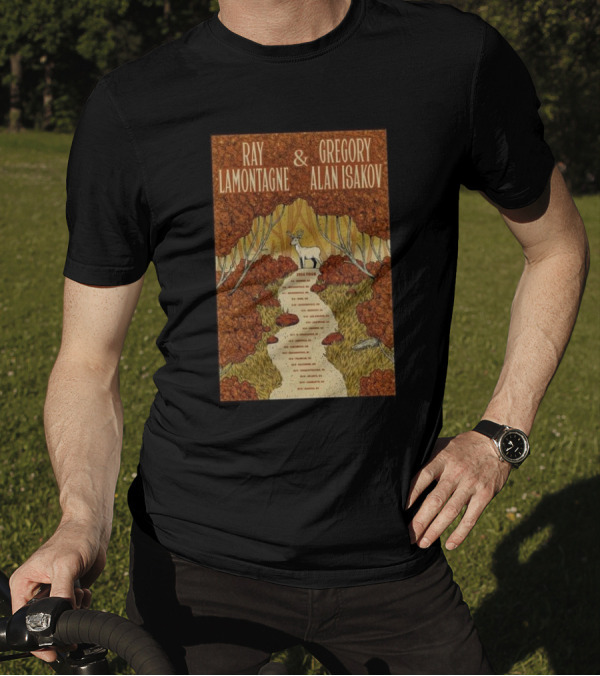Ray Lamontagne And Gregory Alan Isakov 2024 September October Tour Forest Art Deer Path T-Shirt