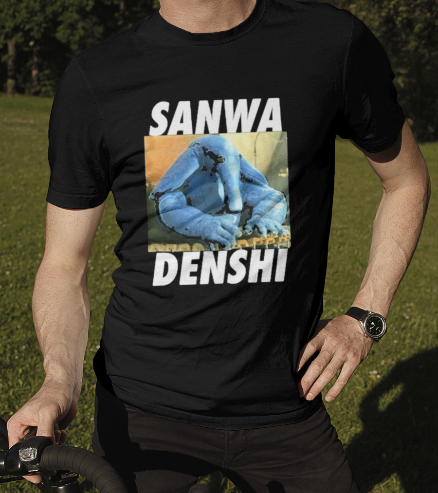 SANWA DENSHI Blue Elephant Playing Keyboards T-Shirt