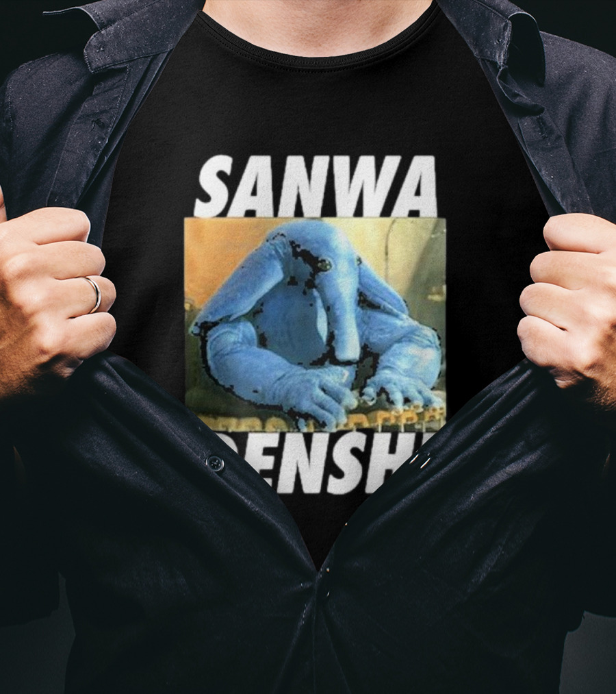 SANWA DENSHI Blue Elephant Playing Keyboards T-Shirt