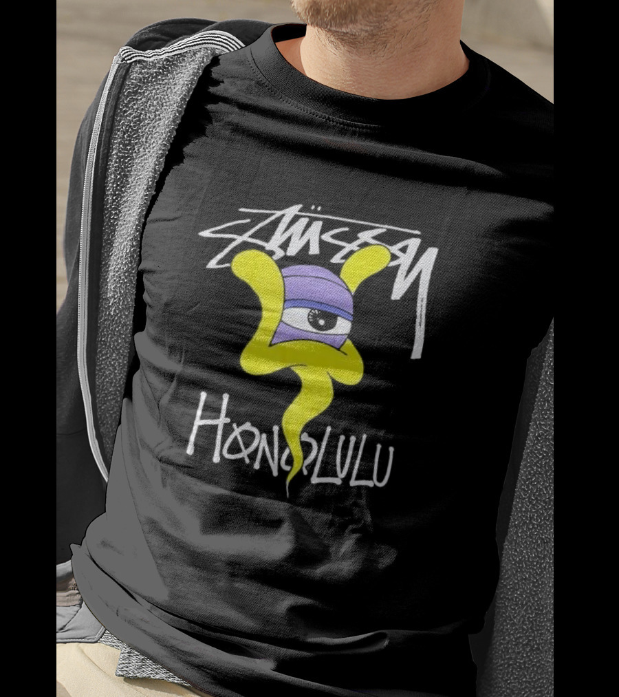 Stussy Honolulu Yellow Ghost Eye T-Shirt