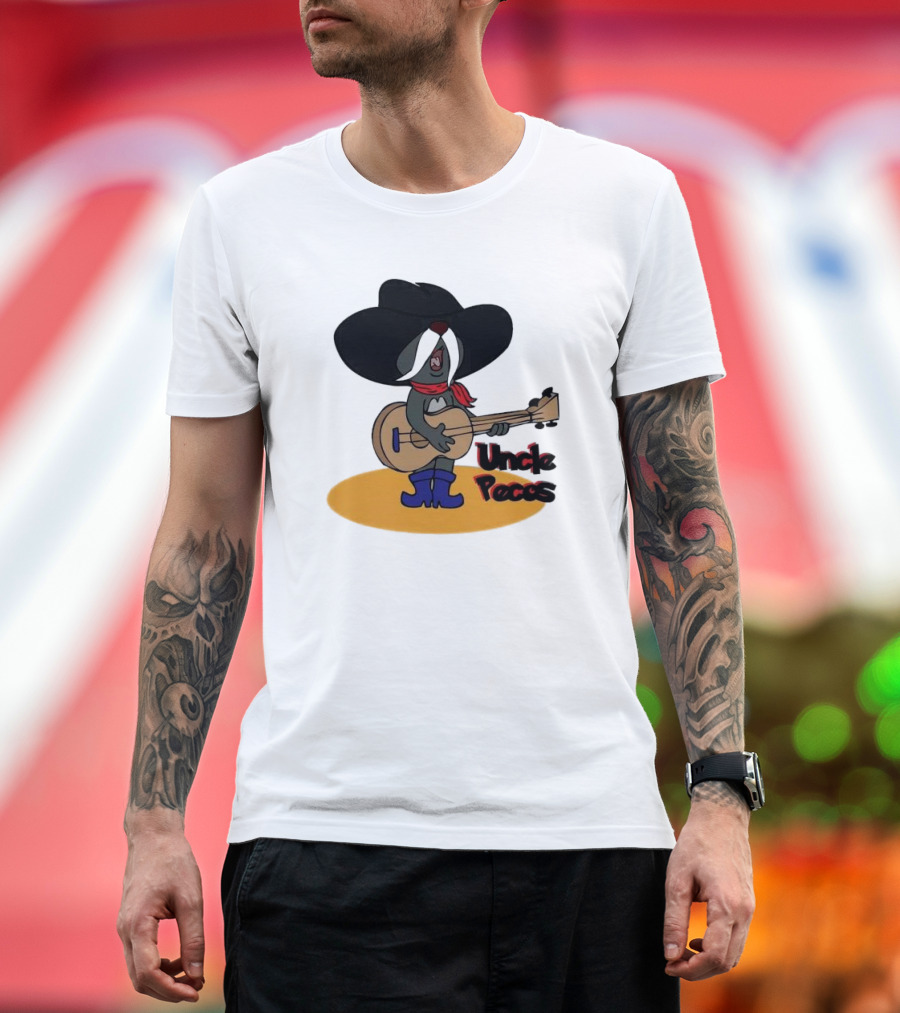 Tom and Jerry Uncle Pecos Playing Guitar with Big Black Hat and Red Scarf T-Shirt