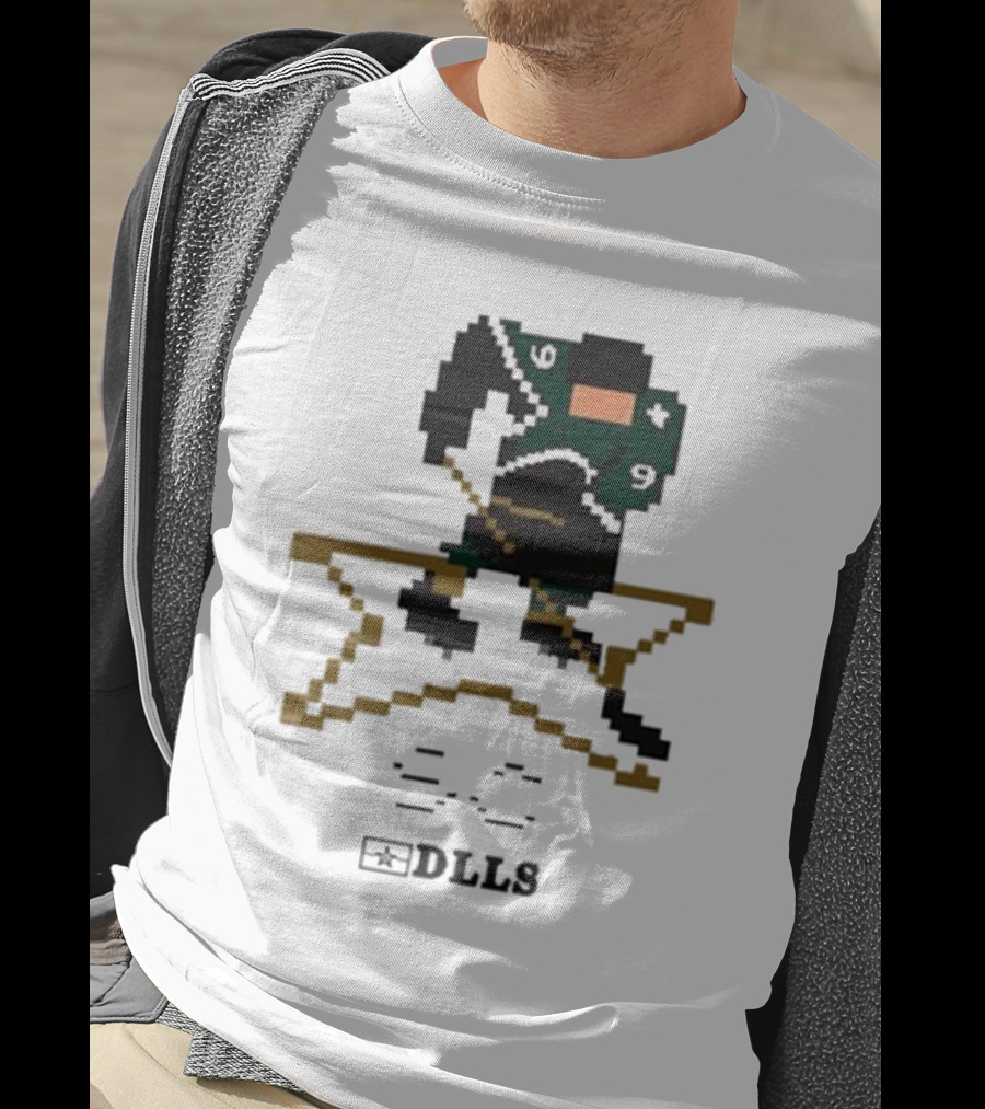 Dallas Stars DLLS 16 Bit Pixel Art Hockey Player T-Shirt