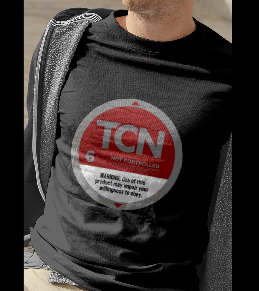 Tucker Carlson Network TCN Not Controlled Warning Label T-Shirt