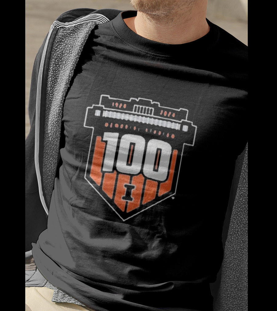 Illinois Fighting Illini 100 Years Memorial Stadium Badge T-Shirt