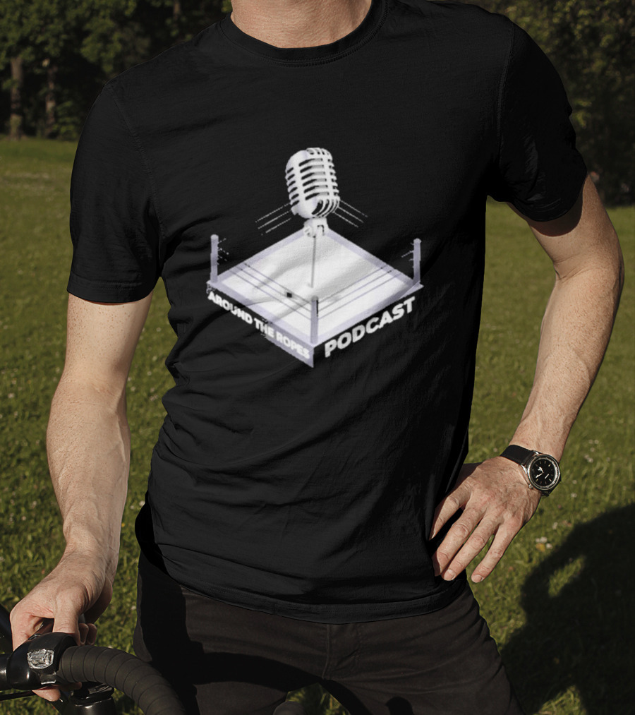 Around The Ropes Podcast Boxing Ring Microphone T-Shirt