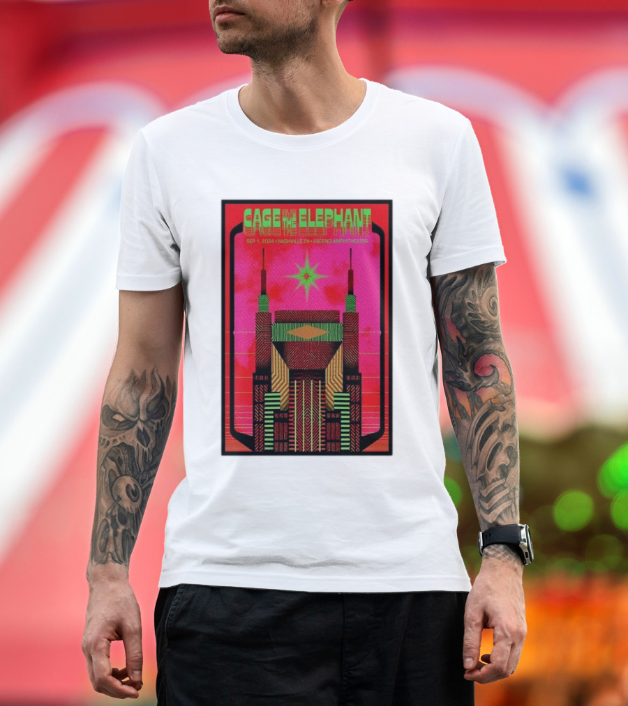 Cage the Elephant Sep 1 2024 Nashville TN Ascend Amphitheater Retro Concert T-Shirt