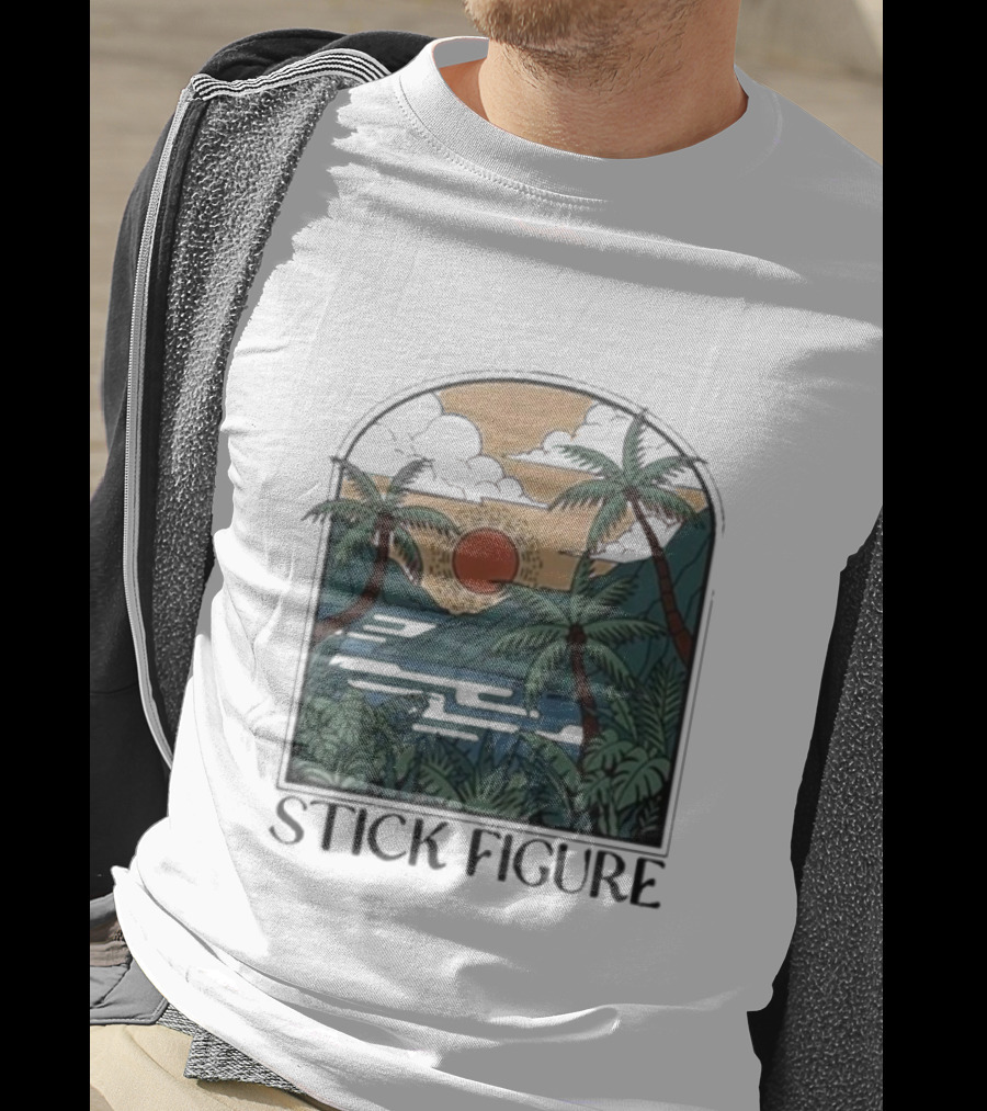 Stick Figure Tropical Sunset Paradise T-Shirt