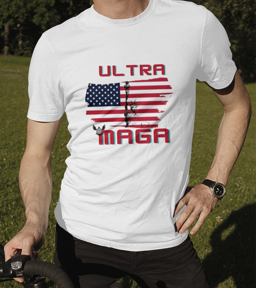 Ultra Maga American Flag With Statue Of Liberty And Eagle T-Shirt
