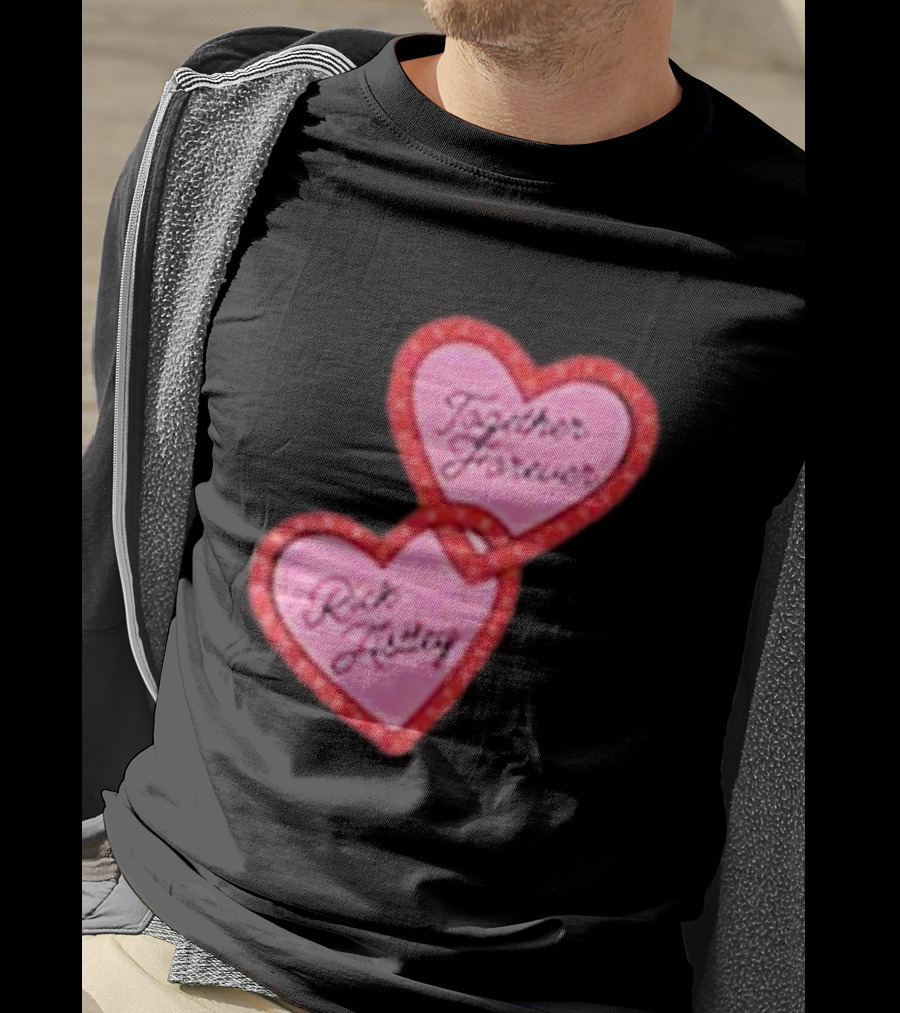 Together Forever Rick Astley Hearts Black T-Shirt