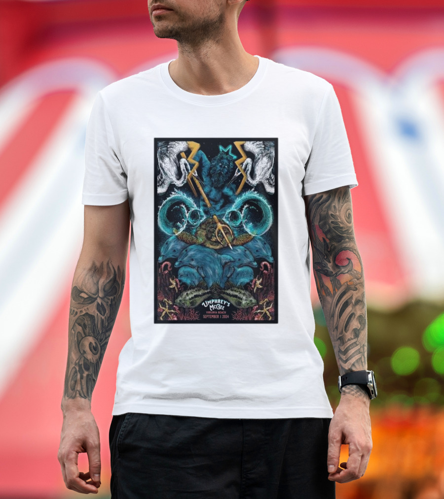 Umphrey’s McGee Virginia Beach September 1 2024 24th Street Stage Poseidon T-Shirt
