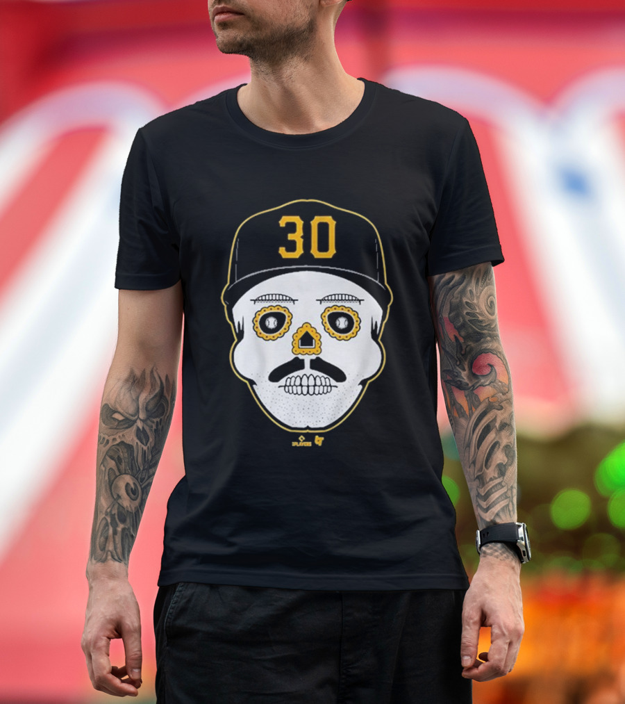 Paul Skenes Sugar Skull 30 Cap Black and Yellow T-Shirt