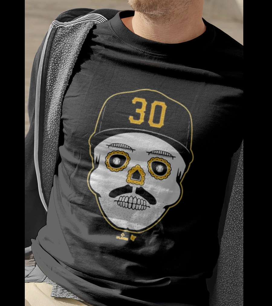 Paul Skenes Sugar Skull 30 Cap Black And Yellow T-Shirt