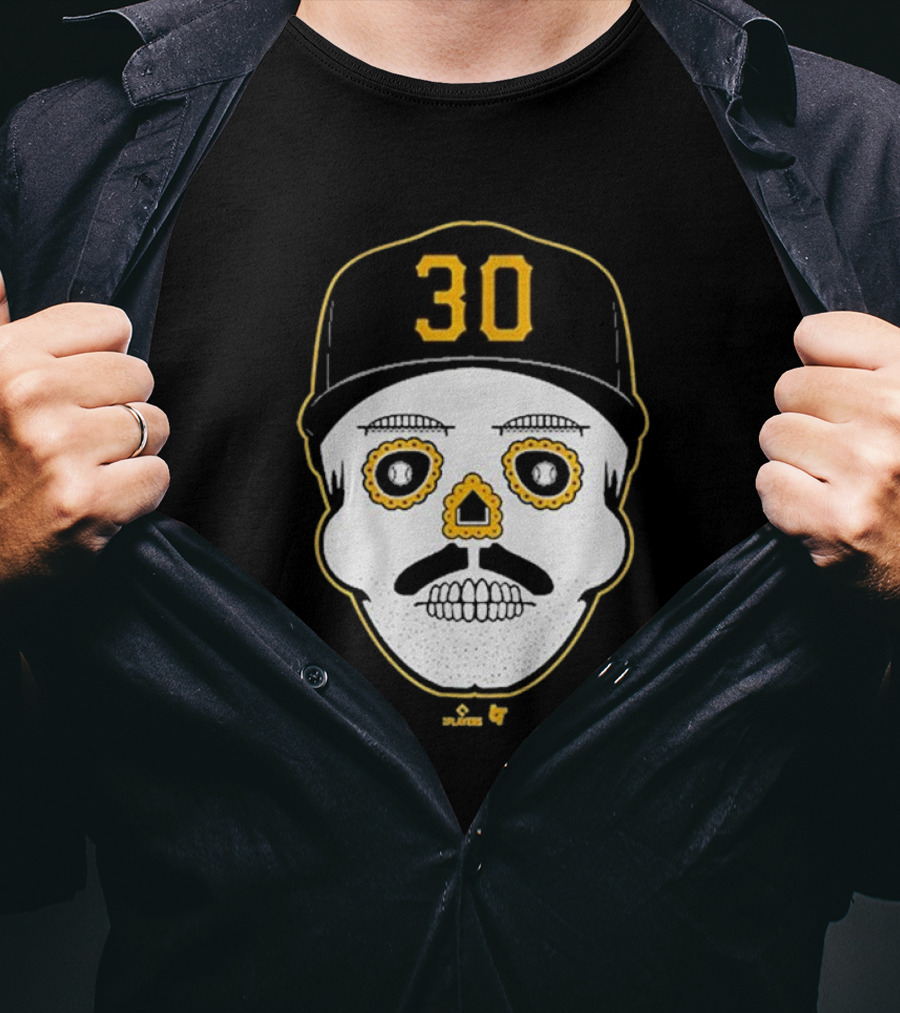 Paul Skenes Sugar Skull 30 Cap Black And Yellow T-Shirt
