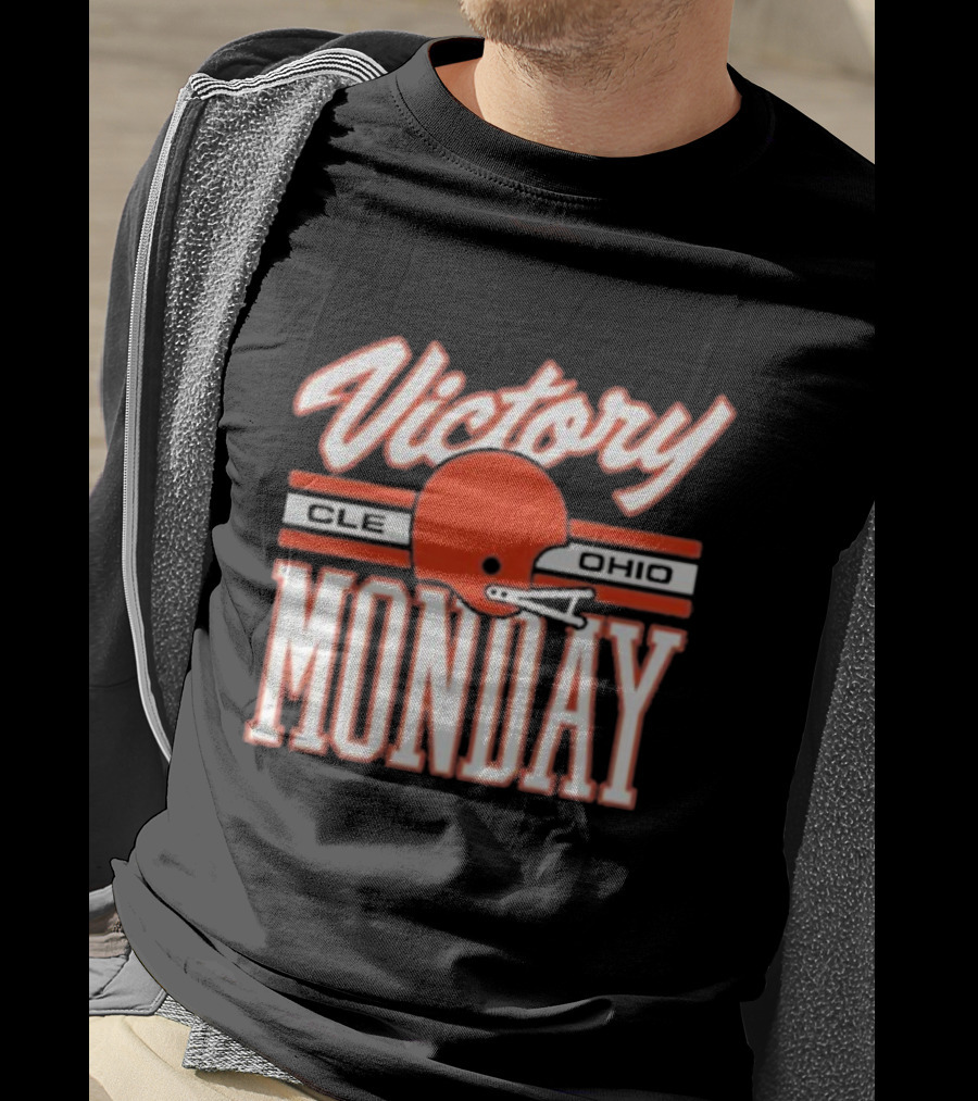 Victory Monday Cle Ohio Football Helmet T-Shirt