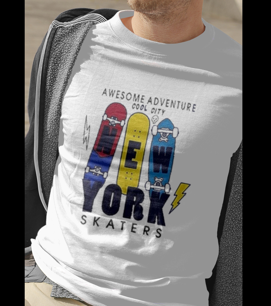 Awesome Adventure New York Skaters Cool City Lightning T-Shirt