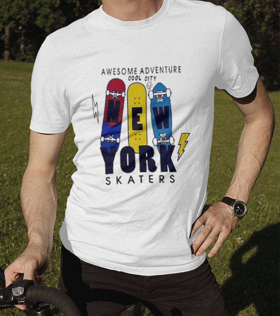 Awesome Adventure New York Skaters Cool City Lightning T-Shirt