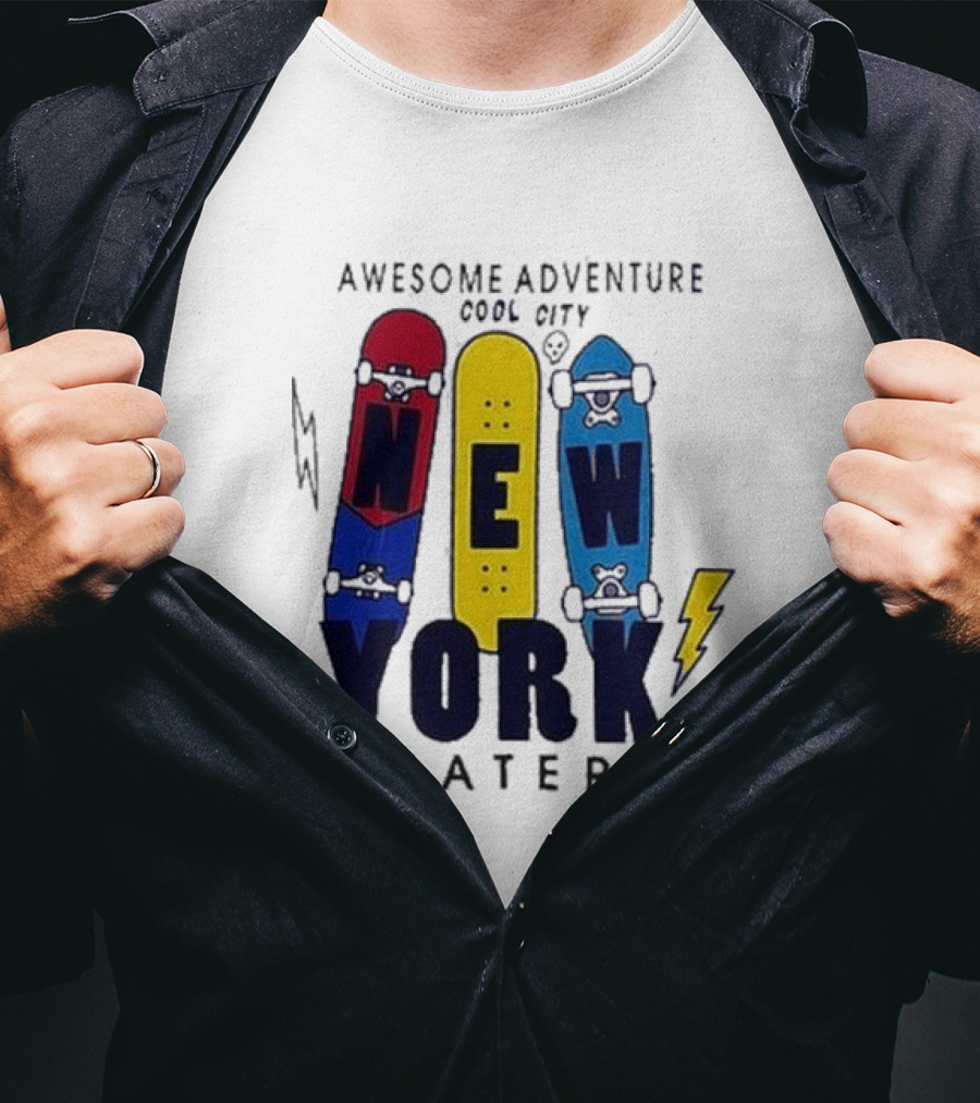 Awesome Adventure New York Skaters Cool City Lightning T-Shirt