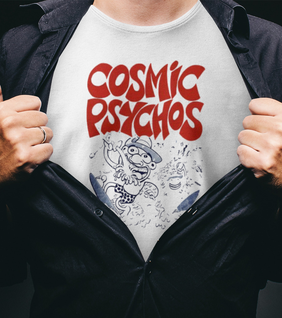 COSMIC PSYCHOS Cartoon Character Black And Red T-Shirt
