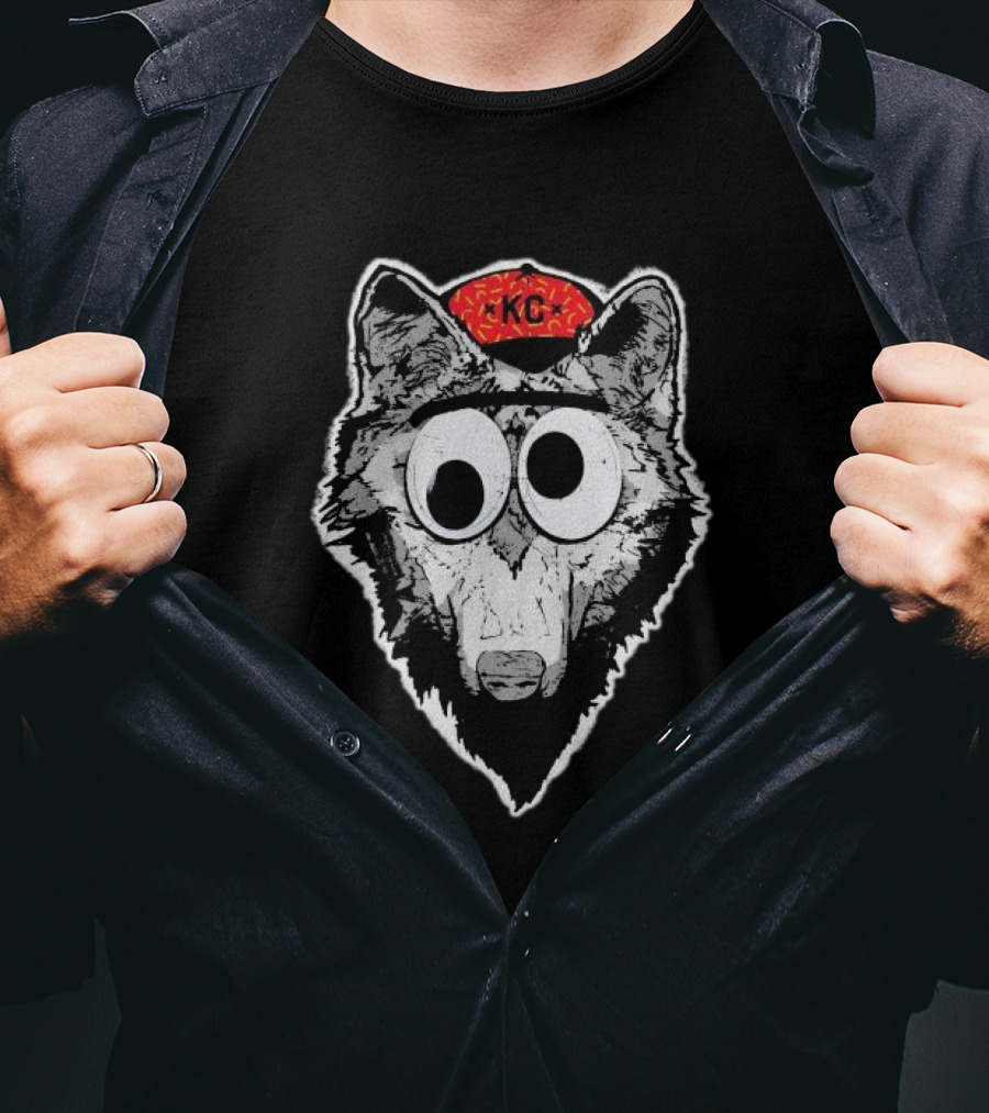 KC Kansas City Wolf Pack Wolves Googly Eyes Red Hat T-Shirt
