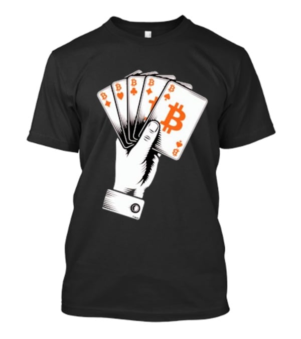 Bitcoin Royal Flush Playing Cards T-Shirt